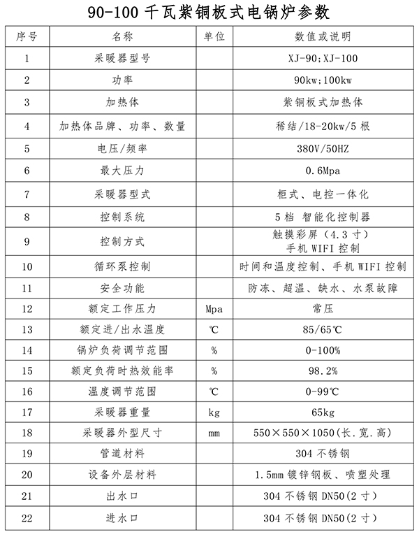 辽宁稀结90-100KW紫铜板式电锅炉_煤改电电锅炉厂家