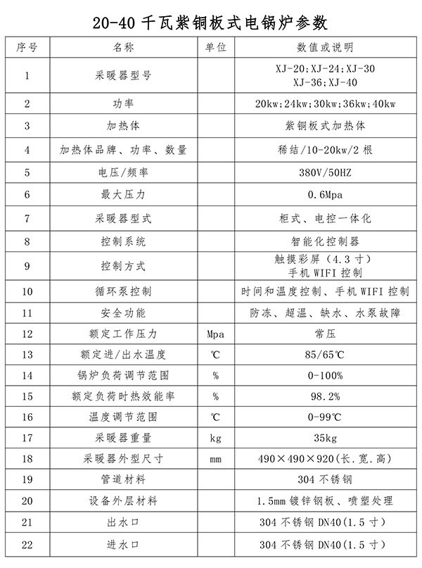 辽宁稀结20-40KW紫铜板式电锅炉_煤改电电锅炉厂家